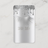 Stilvolle Metallic Silver Glitzer Tropfen Eyelashe Visitenkarte (Vorderseite)