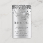 Stilvolle Metallic Silver Glitzer Tropfen Eyelashe Visitenkarte (Rückseite)