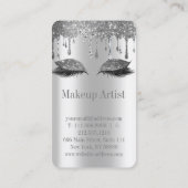 Stilvolle Metallic Silver Glitzer Tropfen Eyelashe Visitenkarte (Rückseite)