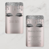 Stilvolle Metallic Silver Glitzer Tropfen Eyelashe Visitenkarte (Vorne/Hinten)