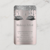 Stilvolle Metallic Silver Glitzer Tropfen Eyelashe Visitenkarte (Rückseite)