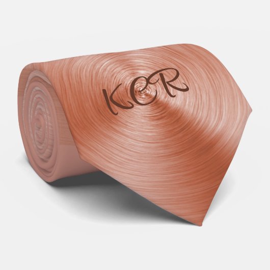 Stilvolle Metallische Mit Monogramm Rose Moderne Krawatte (Gerollt)