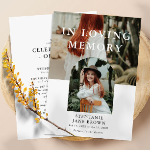 Stilvolle Minimal-2-Foto-Beerdigung Ankündigung