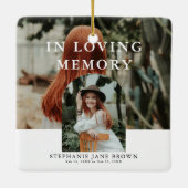 Stilvolle Minimal-2-Foto-Beerdigung Keramikornament (Rückseite)