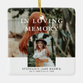 Stilvolle Minimal-2-Foto-Beerdigung Keramikornament (Vorderseite)