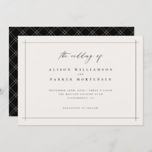 Stilvolle Minimal Black & Ivory Typografie Hochzei Einladung