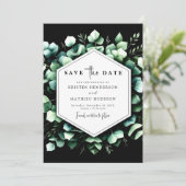 Stilvolle Minimal Eukalyptus Digital Wedding Save The Date (Stehend Vorderseite)