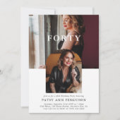 Stilvolle Minimal Foto FORTY 40. Geburtstag Einladung (Vorderseite)