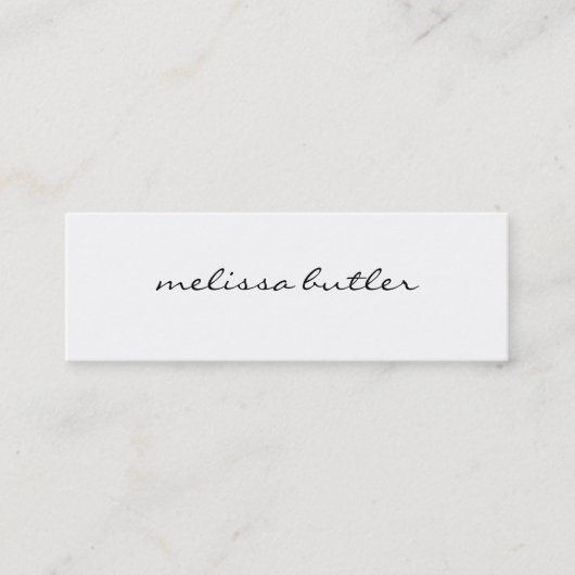 Stilvolle Minimal Girly Calligraphy White Mini Visitenkarte (Vorderseite)