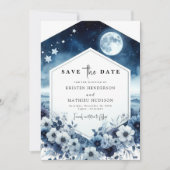 Stilvolle Minimal Moonlit Hochzeit Save The Date (Vorderseite)