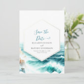 Stilvolle Minimal Nautical Wedding Save The Date (Stehend Vorderseite)