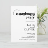 Stilvolle Minimal Retro Schwarz-weiße Engagement-P Einladung (Stehend Vorderseite)