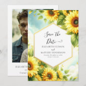 Stilvolle Minimal Sunflower Wedding Save The Date (Vorne/Hinten)
