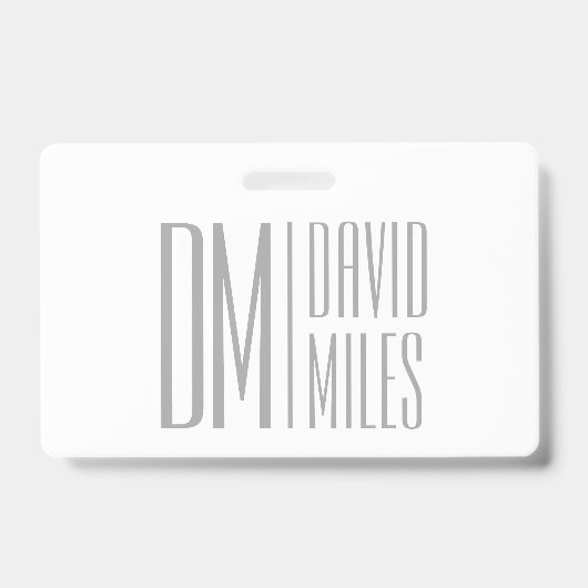 Stilvolle Minimal- und moderne Gray-Initials & Nam Ausweis (Front)