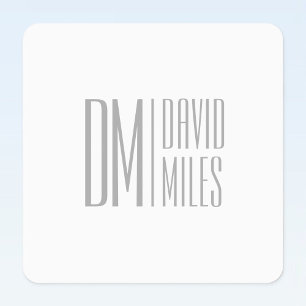 Stilvolle Minimal- und moderne Gray-Initials & Nam Etiketten