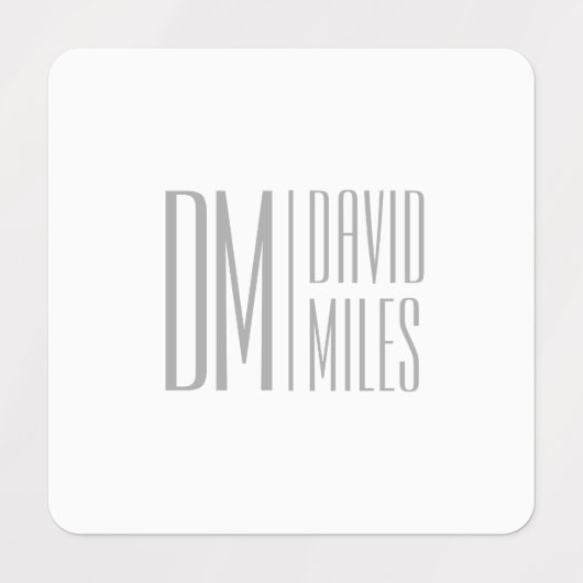 Stilvolle Minimal- und moderne Gray-Initials & Nam Etiketten (Design 3)