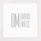 Stilvolle Minimal- und moderne Gray-Initials & Nam Etiketten (Design 1)