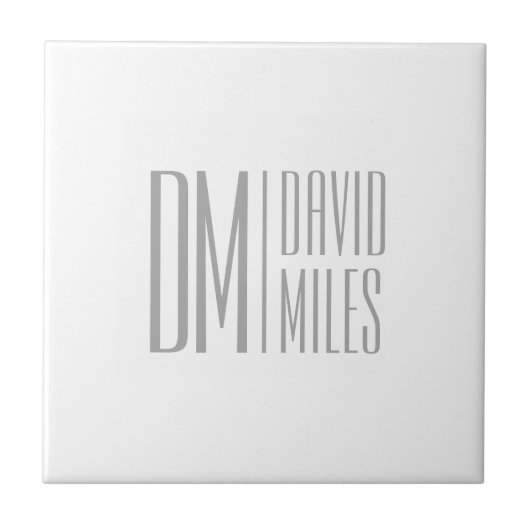 Stilvolle Minimal- und moderne Gray-Initials & Nam Fliese (Vorderseite)