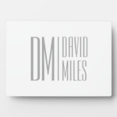 Stilvolle Minimal- und moderne Gray-Initials & Nam Fotoplatte (Vorderseite)