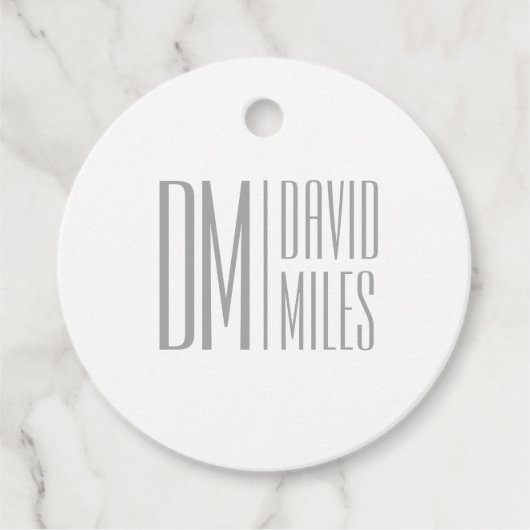 Stilvolle Minimal- und moderne Gray-Initials & Nam Geschenkanhänger (Vorderseite)