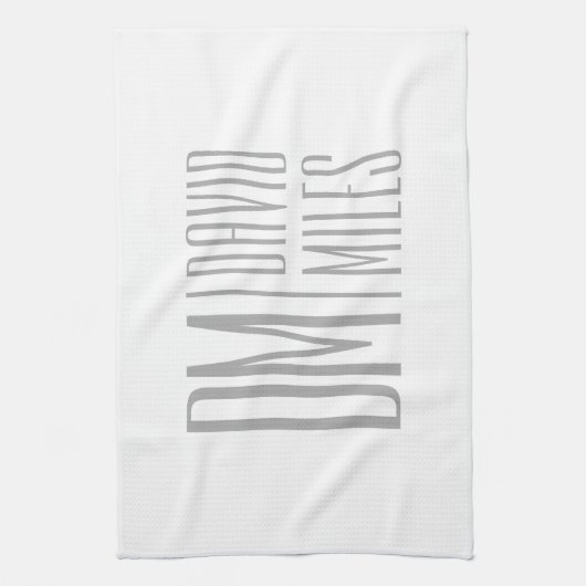 Stilvolle Minimal- und moderne Gray-Initials & Nam Geschirrtuch (Vertikal)