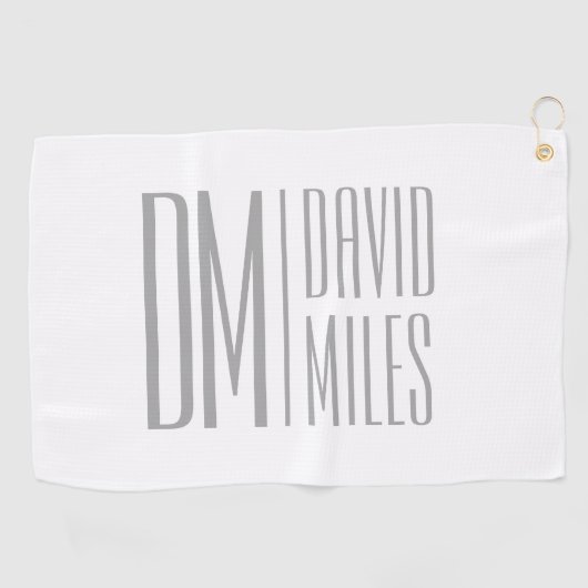 Stilvolle Minimal- und moderne Gray-Initials & Nam Golfhandtuch (Horizontal)