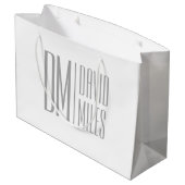 Stilvolle Minimal- und moderne Gray-Initials & Nam Große Geschenktüte (Rückseite Schrägansicht)