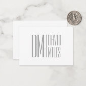 Stilvolle Minimal- und moderne Gray-Initials & Nam Mitteilungskarte (Vorderseite/Rückseite Beispiel)