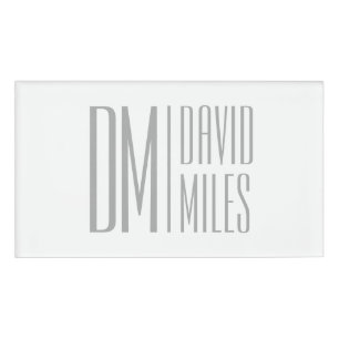 Stilvolle Minimal- und moderne Gray-Initials & Nam Namenschild