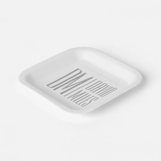 Stilvolle Minimal- und moderne Gray-Initials & Nam Pappteller (Gewinkelt)