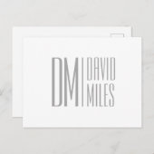 Stilvolle Minimal- und moderne Gray-Initials & Nam Postkarte (Vorne/Hinten)