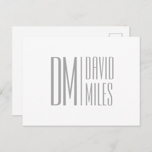 Stilvolle Minimal- und moderne Gray-Initials & Nam Postkarte (Vorne/Hinten)