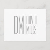 Stilvolle Minimal- und moderne Gray-Initials & Nam Postkarte (Vorderseite)