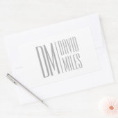Stilvolle Minimal- und moderne Gray-Initials & Nam Rechteckiger Aufkleber (Umschlag)