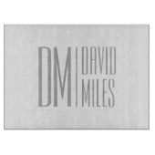 Stilvolle Minimal- und moderne Gray-Initials & Nam Schneidebrett (Vorderseite)