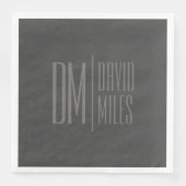 Stilvolle Minimal- und moderne Gray-Initials & Nam Serviette (Vorderseite)