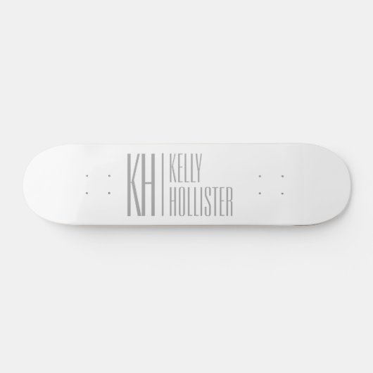 Stilvolle Minimal- und moderne Gray-Initials & Nam Skateboard (Horizontal)