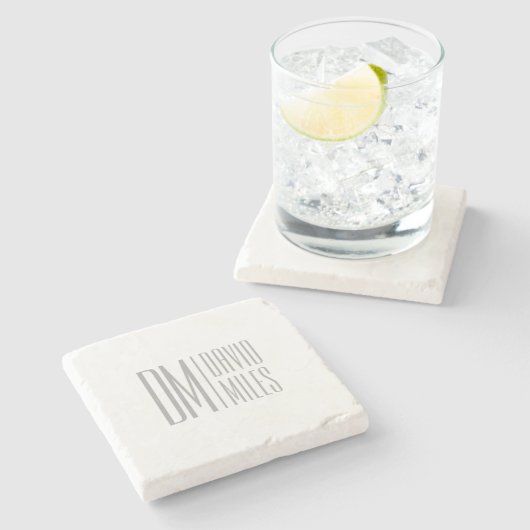 Stilvolle Minimal- und moderne Gray-Initials & Nam Steinuntersetzer (Seitenansicht)