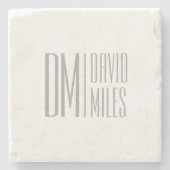 Stilvolle Minimal- und moderne Gray-Initials & Nam Steinuntersetzer (Vorderseite)