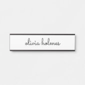 Stilvolle Minimal White Script Namenplate Türsigni Türschild (Vorderseite )