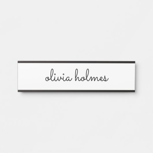 Stilvolle Minimal White Script Namenplate Türsigni Türschild (Vorderseite )