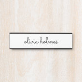 Stilvolle Minimal White Script Namenplate Türsigni Türschild (Vorderseite )