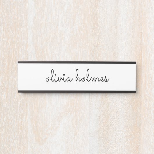 Stilvolle Minimal White Script Namenplate Türsigni Türschild (Vorderseite )