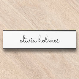 Stilvolle Minimal White Script Namenplate Türsigni Türschild