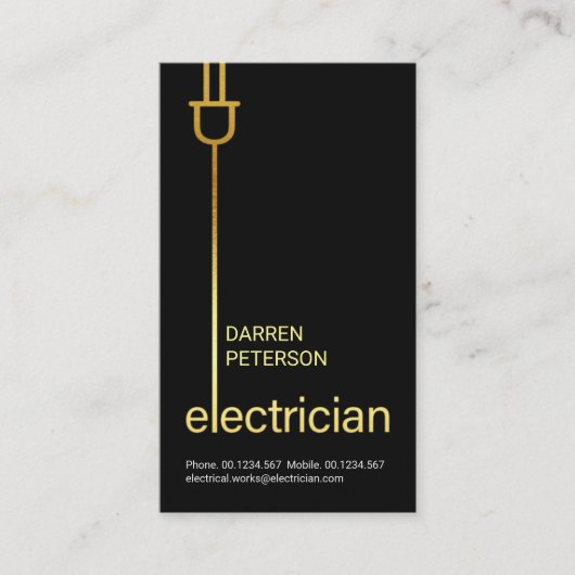 Stilvolle Minimalistisch-Gold-Power-PlugIns Visitenkarte (Vorderseite)