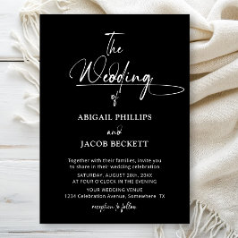 Stilvolle Minimalistische Black Wedding Einladung