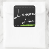 Stilvolle Minimalistische Candle Label Black Lemon Quadratischer Aufkleber (Tasche)