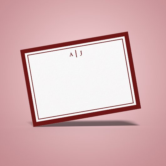 Stilvolle Minimalistische Cinnamon Rose Monogram Mitteilungskarte