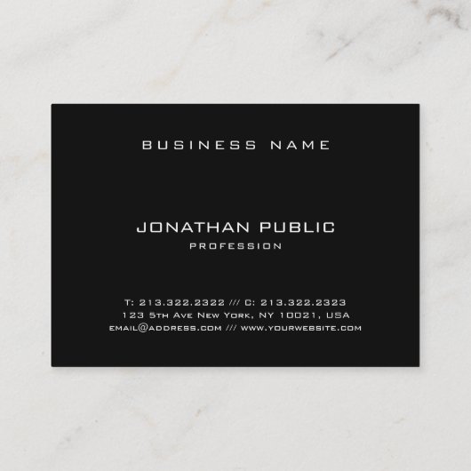Stilvolle Minimalistische Elegant Black Simple Mod Visitenkarte (Rückseite)