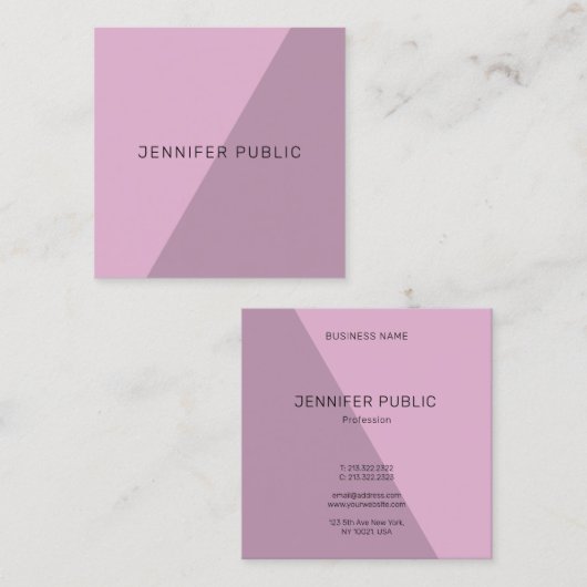 Stilvolle Minimalistische elegante Lila Vorlage Mo Quadratische Visitenkarte (Vorne/Hinten)